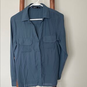 Boohoo Teal Long Sleeve Shirt